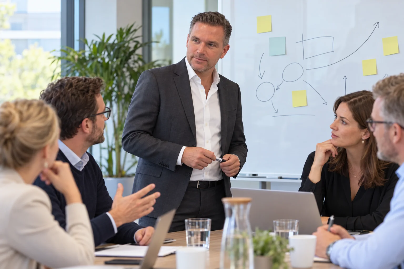 Frank Schell moderiert ein Teammeeting